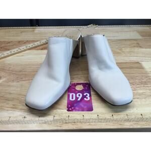 Naturalizer Paloma Mules Women 5M White Leather Slip On Square Toe Comfort Shoes